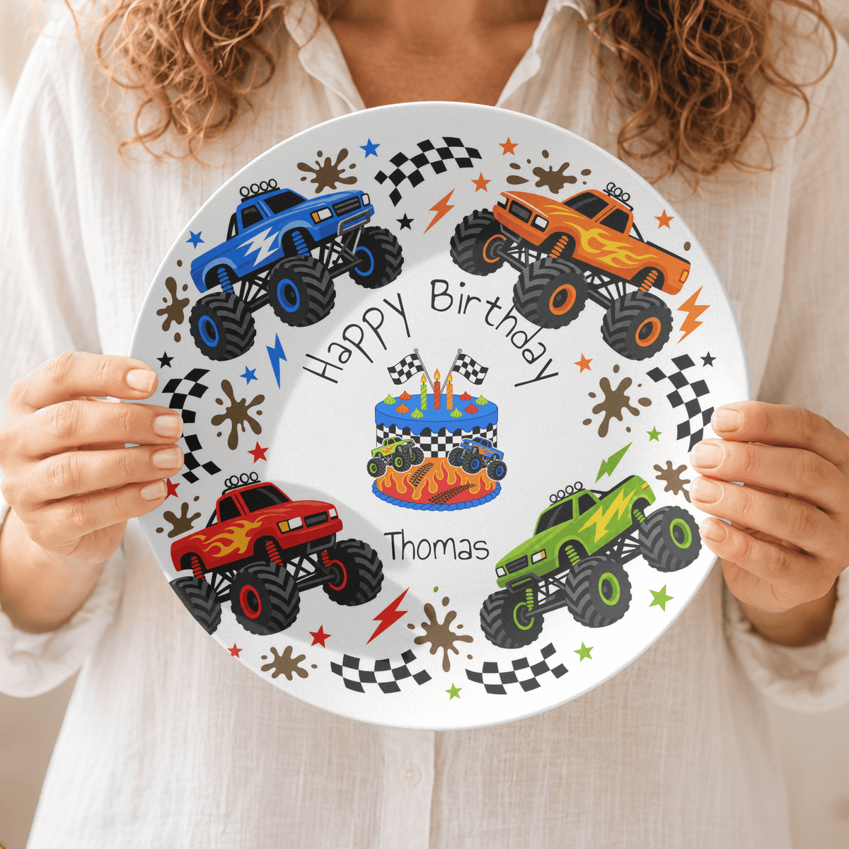 Personalized Monster Truck Birthday Plate by Lil Plate Shop