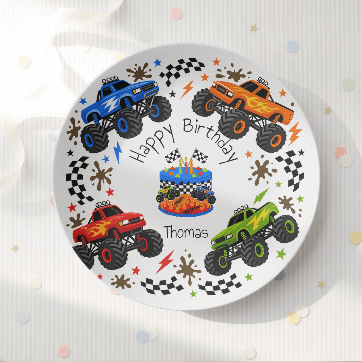 Personalized Monster Truck Birthday Plate by Lil Plate Shop