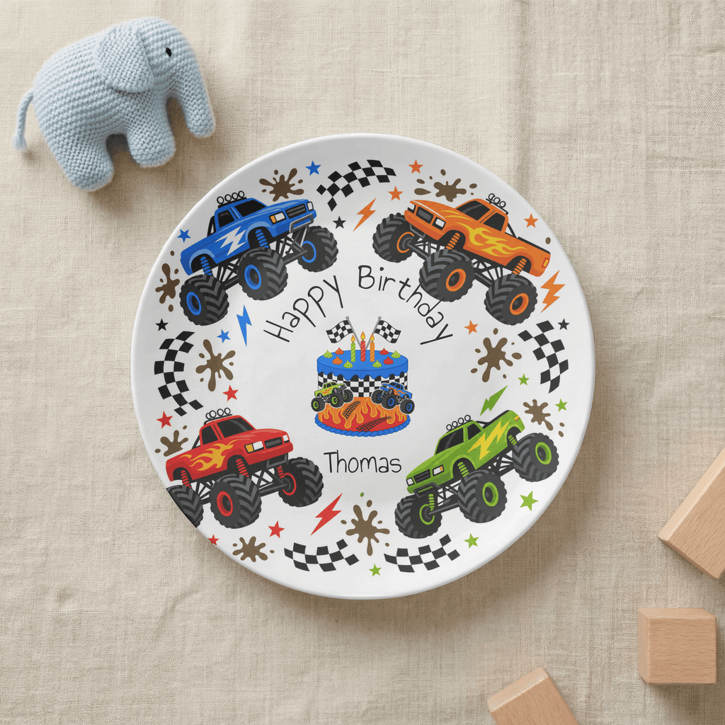 Personalized Monster Truck Birthday Plate by Lil Plate Shop