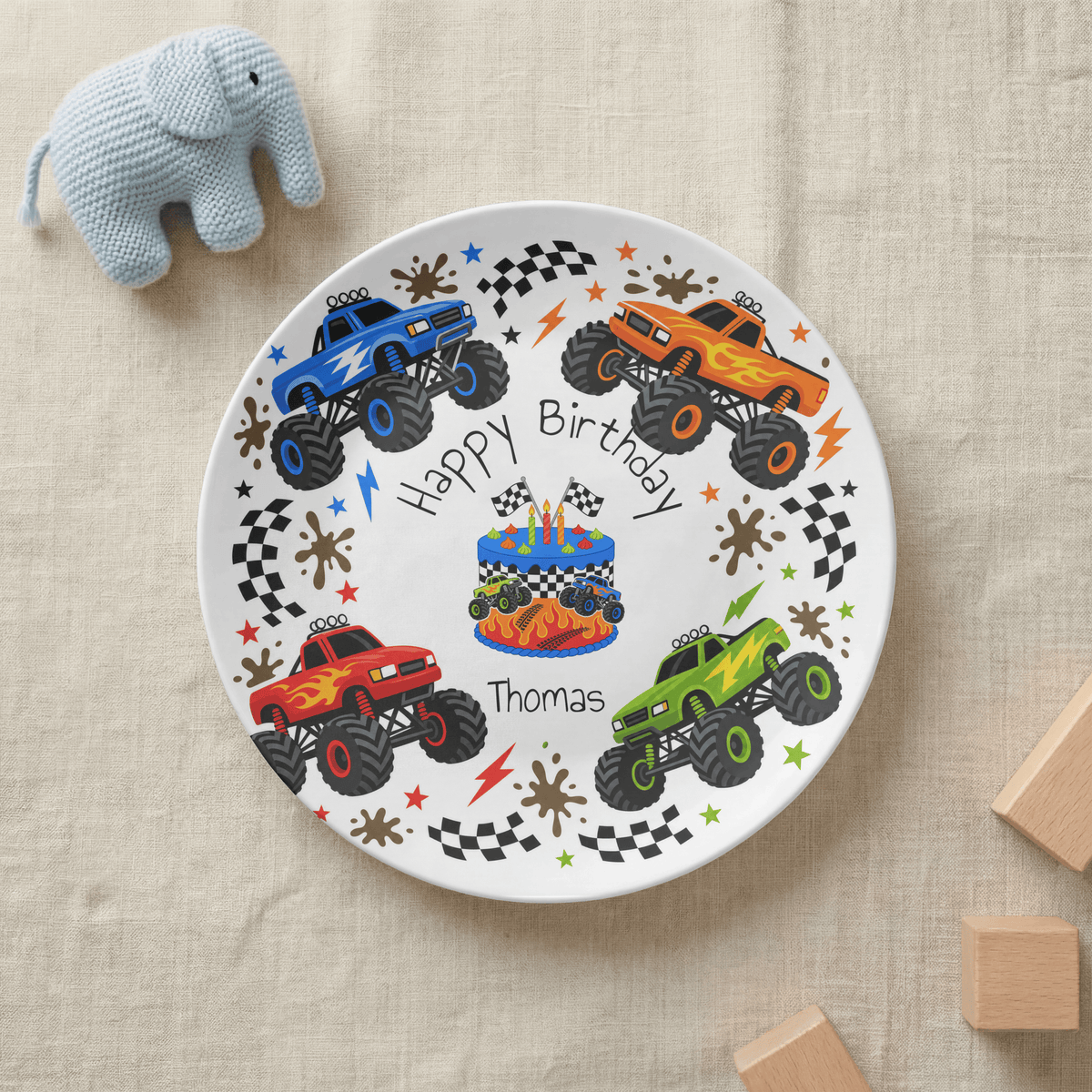 Personalized Monster Truck Birthday Plate by Lil Plate Shop