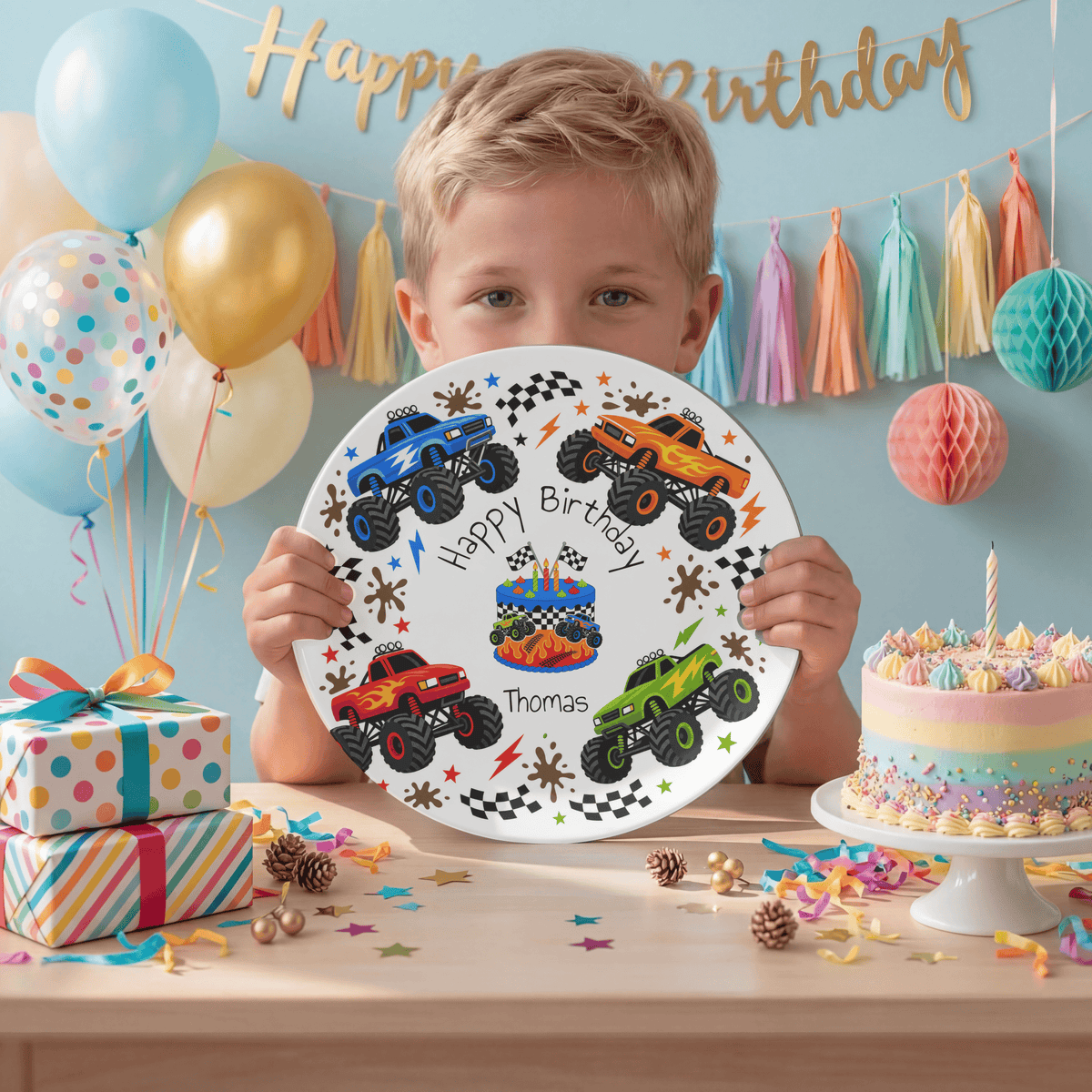 Personalized Monster Truck Birthday Plate by Lil Plate Shop
