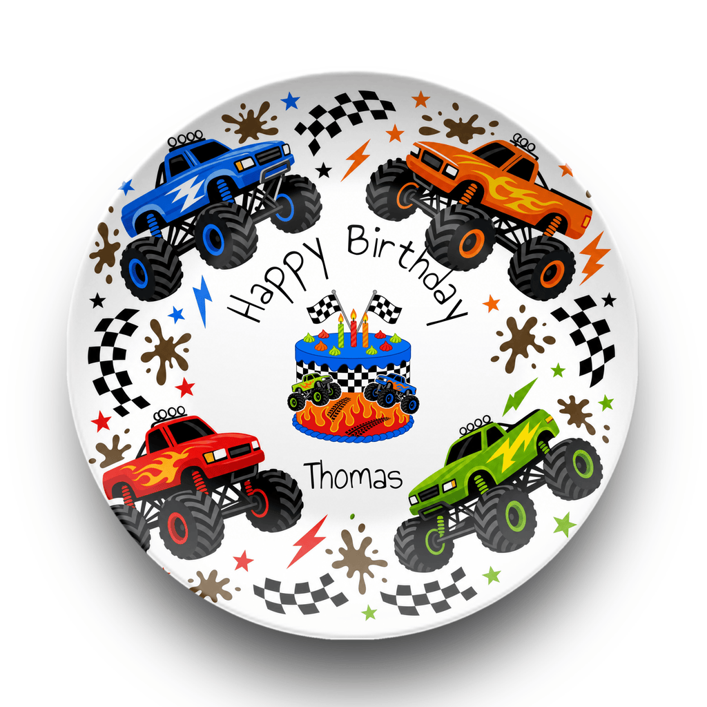 Personalized Monster Truck Birthday Plate Plate by Lil Plate Shop