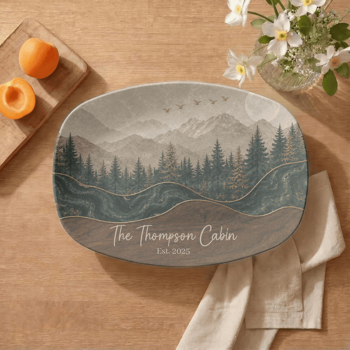 Personalized Mountain Cabin Platter by Lil Plate Shop