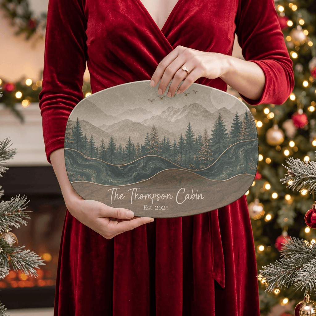 Personalized Mountain Cabin Platter by Lil Plate Shop
