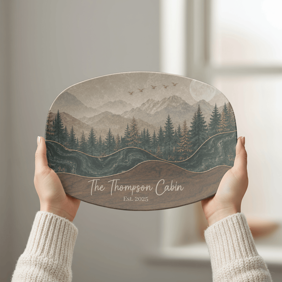 Personalized Mountain Cabin Platter by Lil Plate Shop