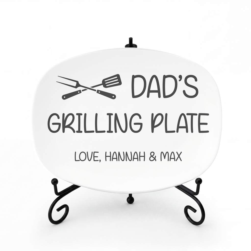 Personalized Name Grilling Platter Platter + Stand + Gift Box by Lil Plate Shop
