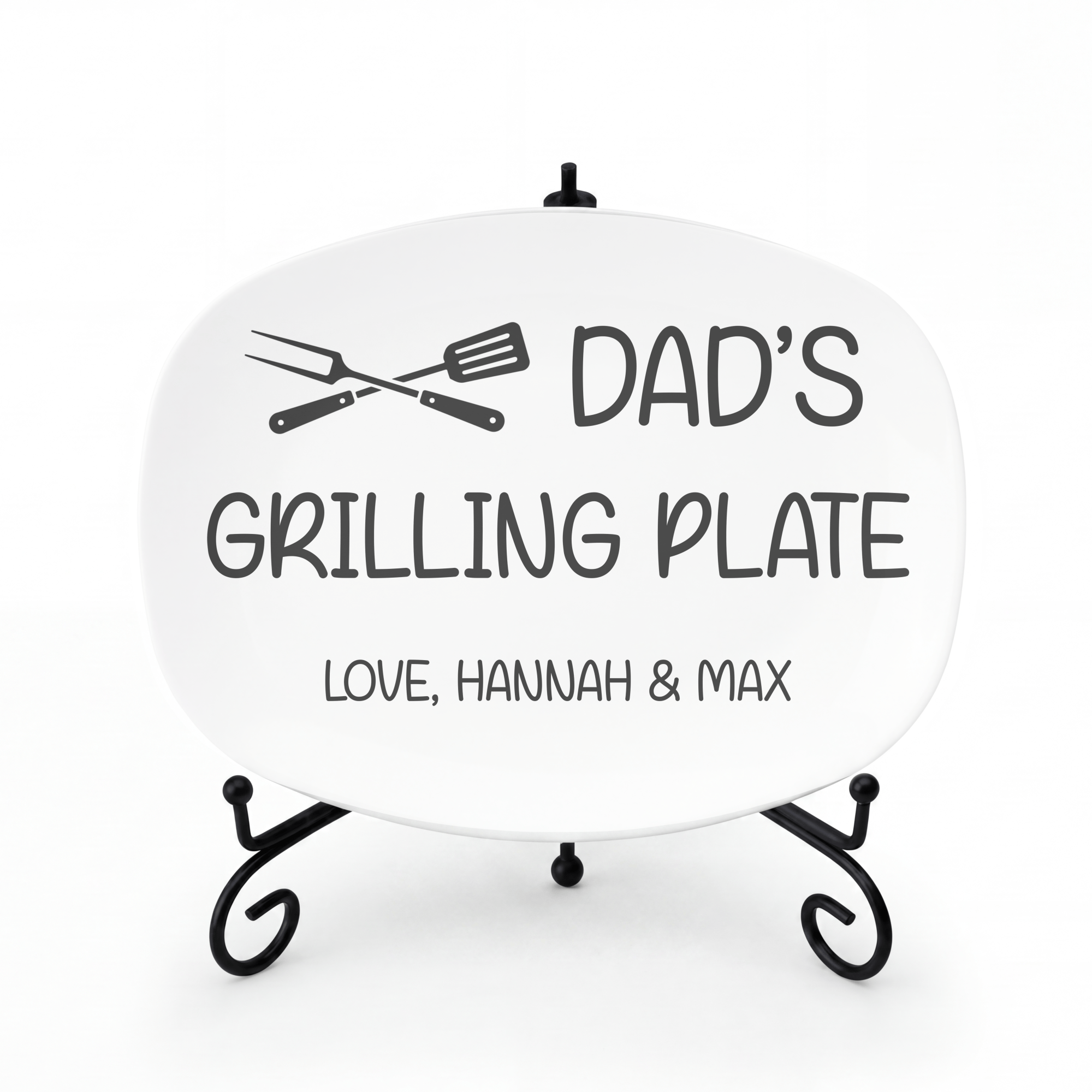 Personalized Name Grilling Platter Platter + Stand + Gift Box by Lil Plate Shop