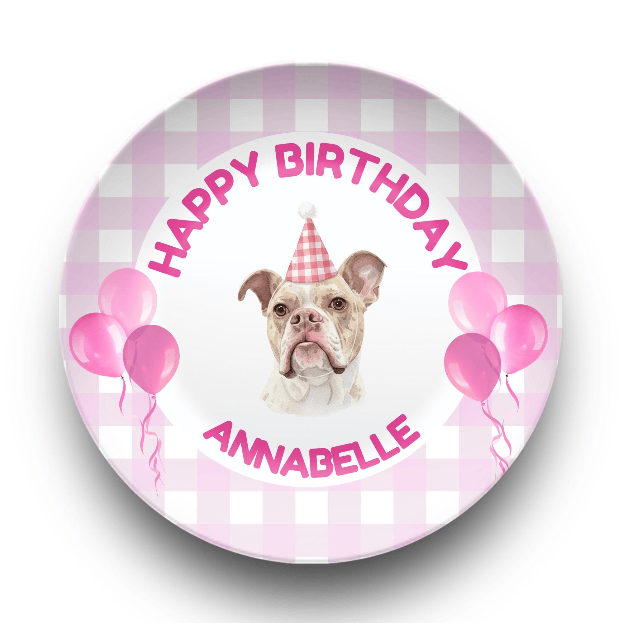 Personalized Pet Birthday Plate from Photo Pink by Lil Plate Shop
