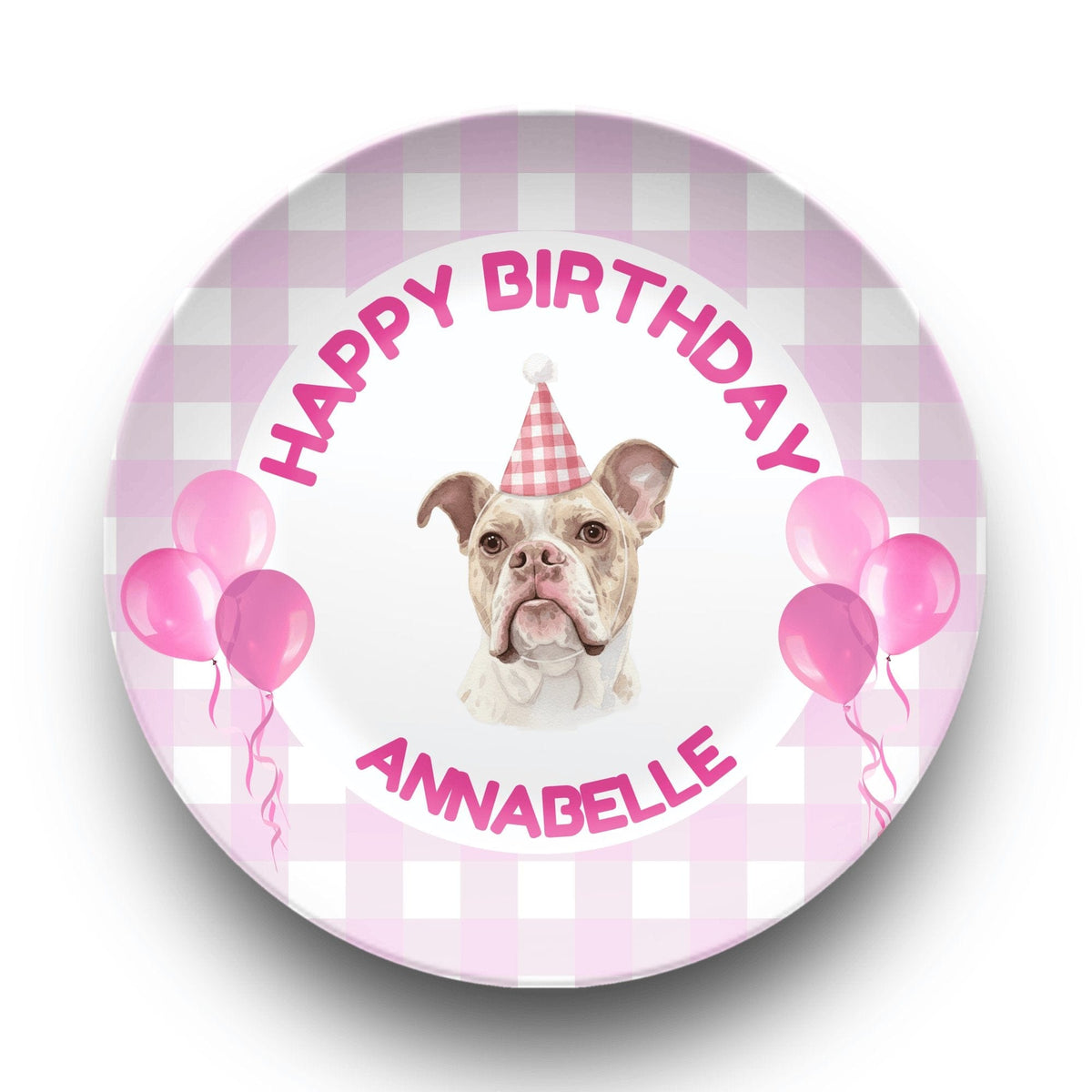 Personalized Pet Birthday Plate from Photo Pink by Lil Plate Shop