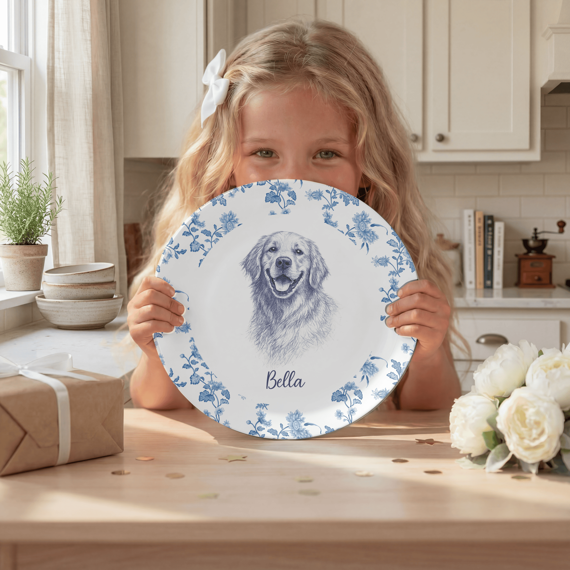 Personalized Pet Blue Toile Plate by Lil Plate Shop