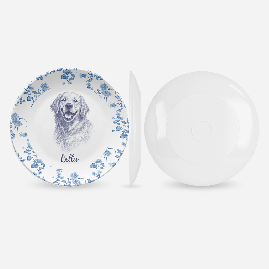 Personalized Pet Blue Toile Plate by Lil Plate Shop