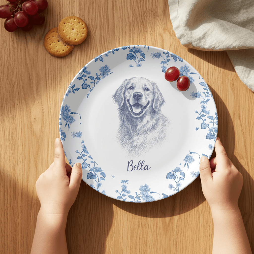 Personalized Pet Blue Toile Plate by Lil Plate Shop