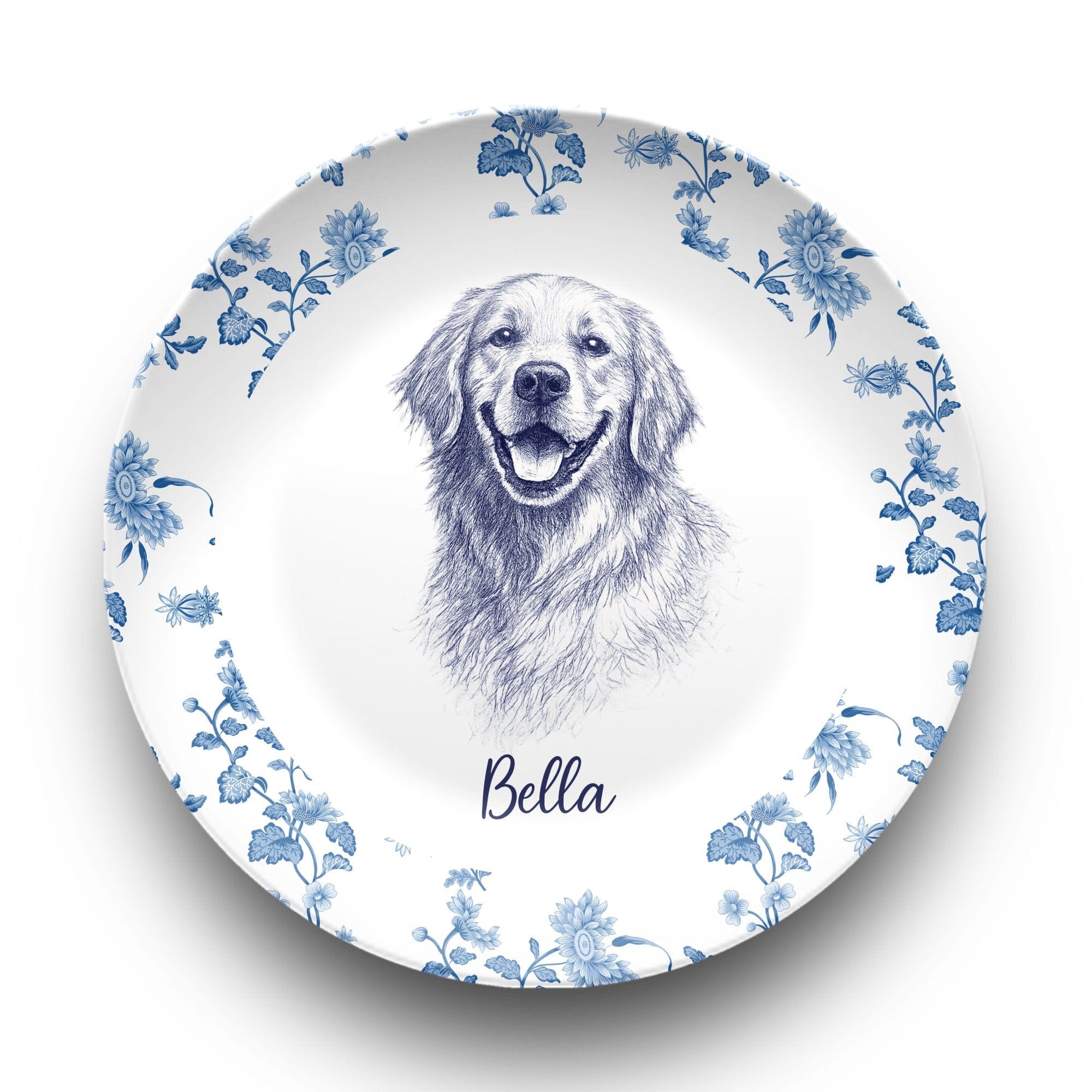 Personalized Pet Blue Toile Plate by Lil Plate Shop
