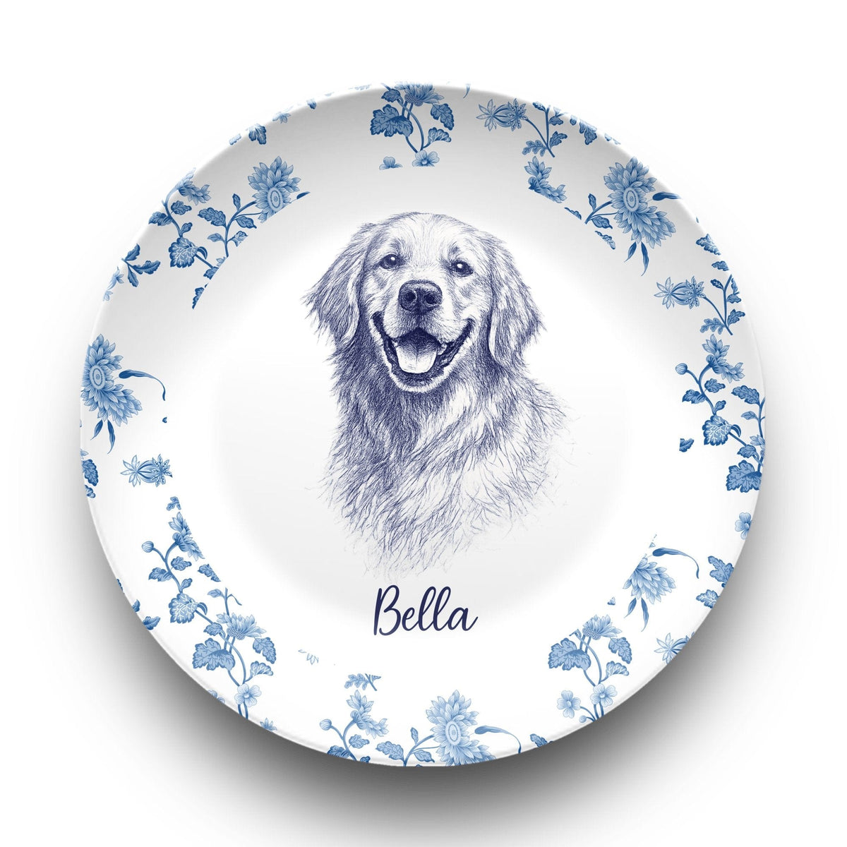 Personalized Pet Blue Toile Plate by Lil Plate Shop