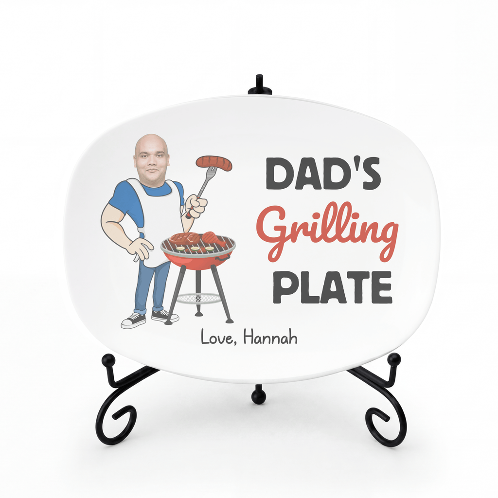 Personalized Photo Grilling Platter Platter + Stand + Gift Box by Lil Plate Shop