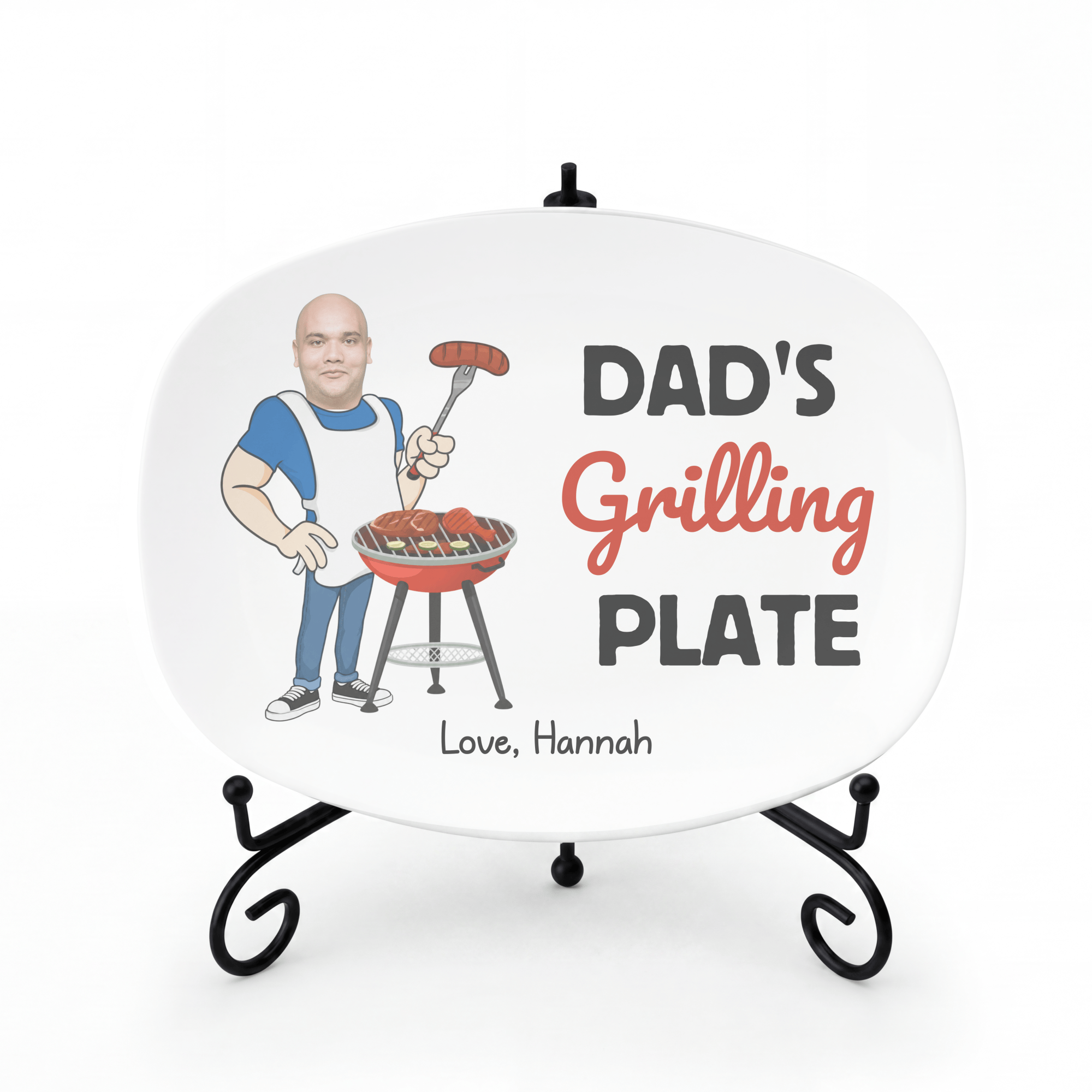 Personalized Photo Grilling Platter Platter + Stand + Gift Box by Lil Plate Shop