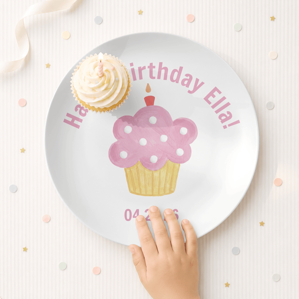 Personalized Pink Birthday Cupcake Plate by Lil Plate Shop