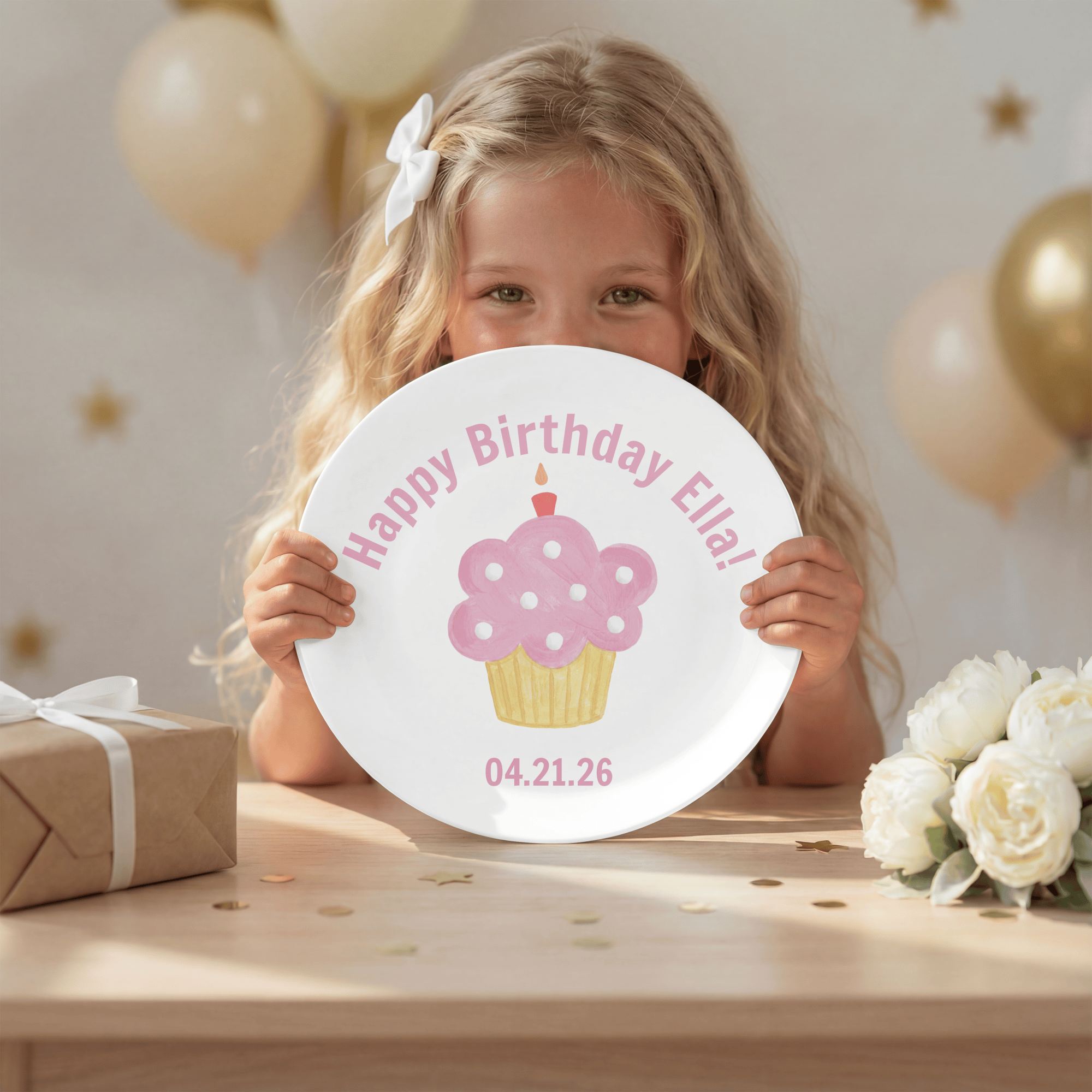 Personalized Pink Birthday Cupcake Plate by Lil Plate Shop