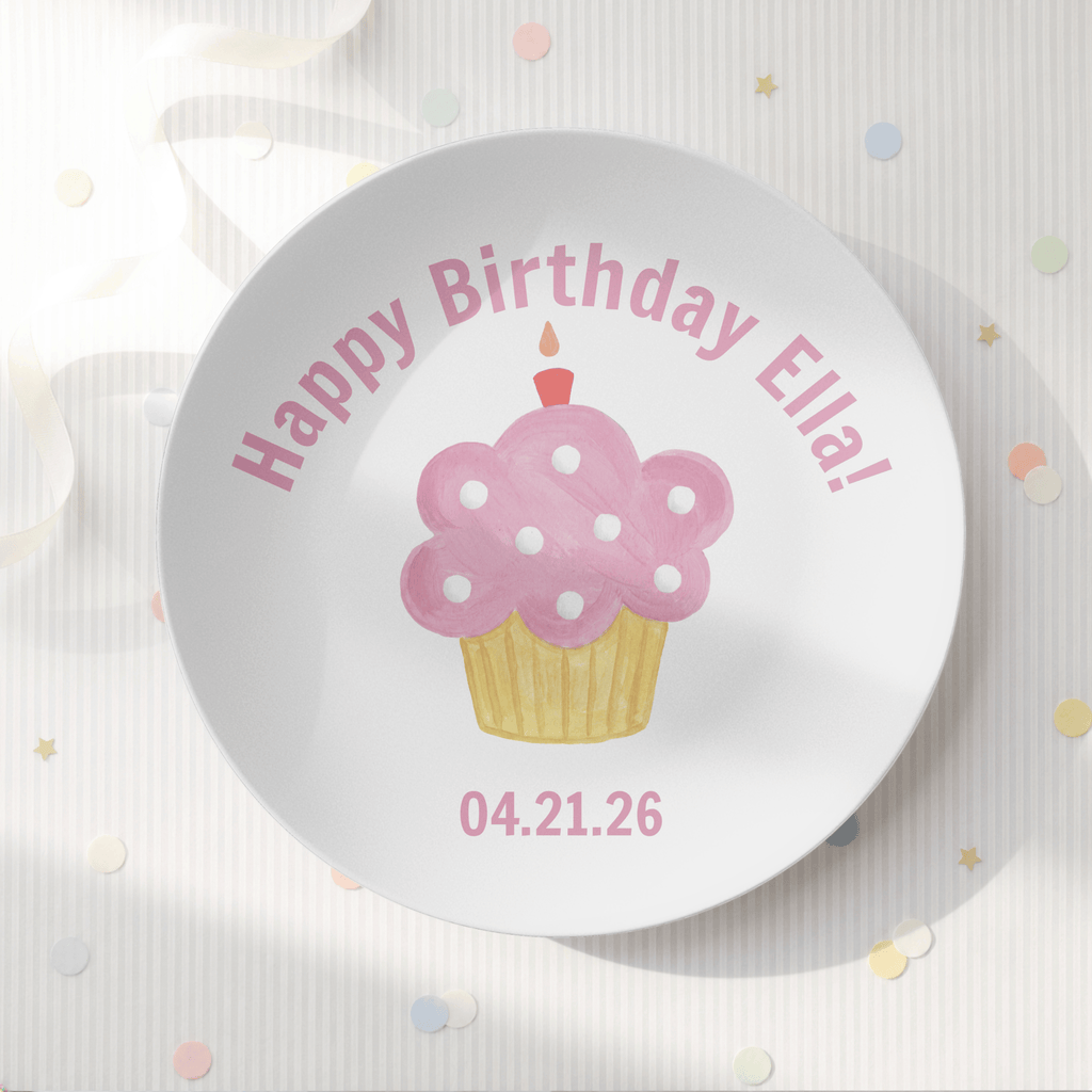Personalized Pink Birthday Cupcake Plate by Lil Plate Shop