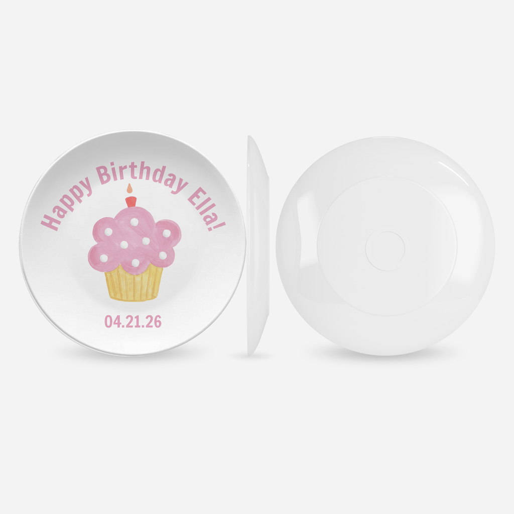 Personalized Pink Birthday Cupcake Plate by Lil Plate Shop