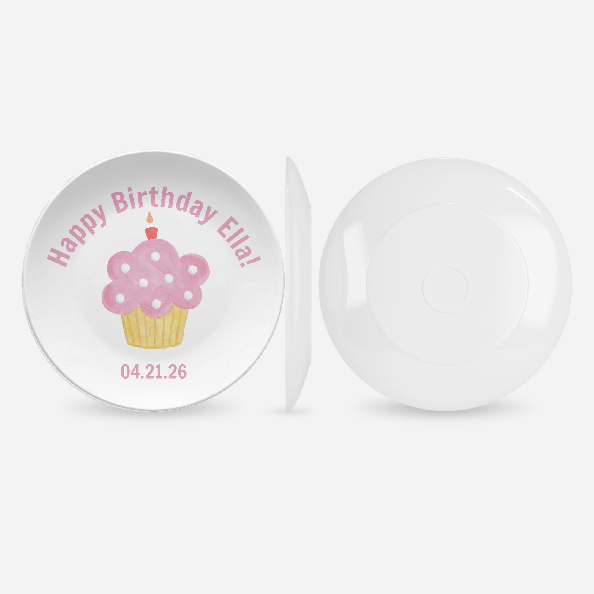 Personalized Pink Birthday Cupcake Plate by Lil Plate Shop