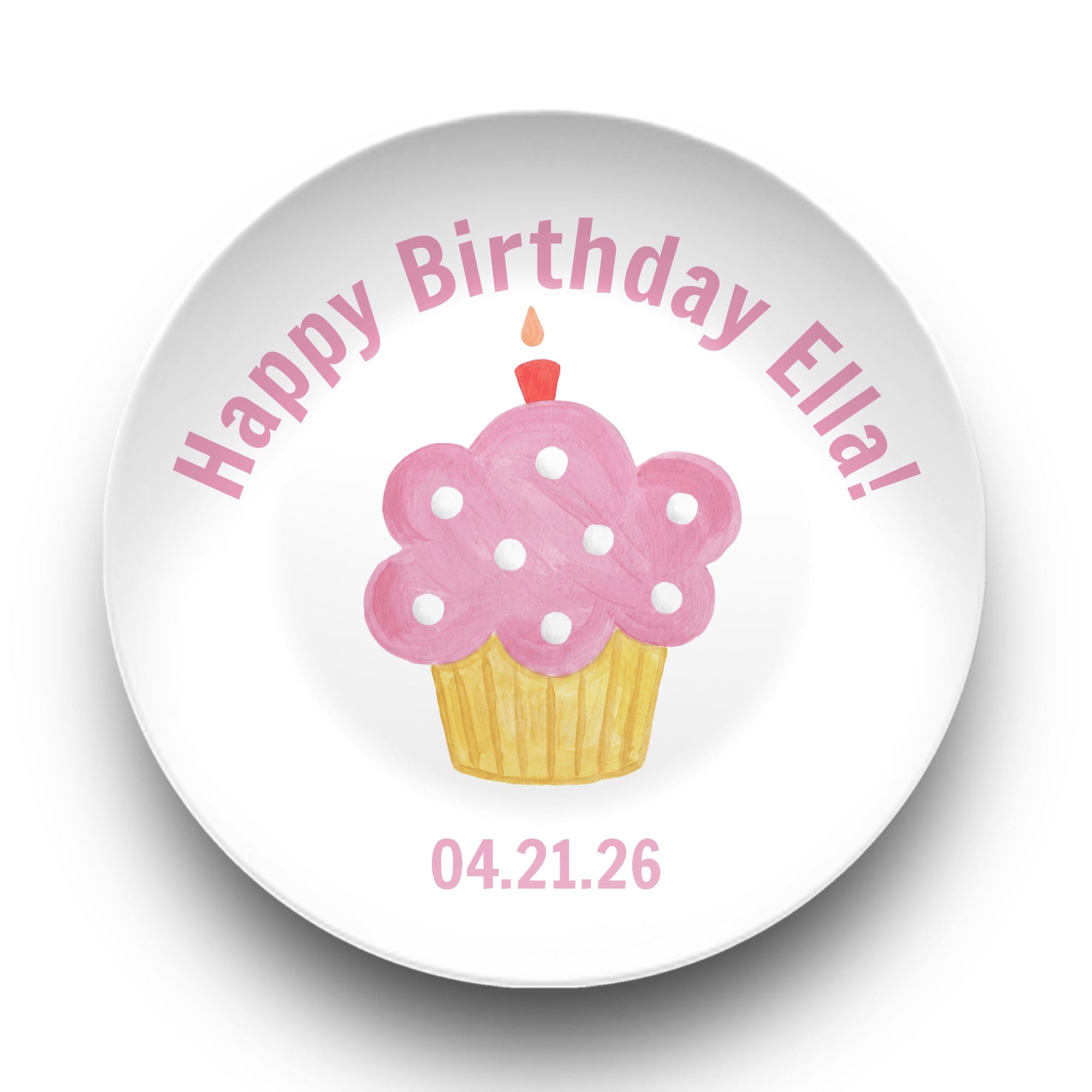 Personalized Pink Birthday Cupcake Plate Plate by Lil Plate Shop