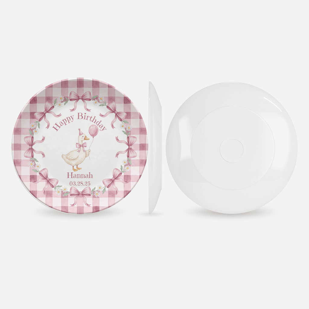 Personalized Pink Goose Birthday Plate by Lil Plate Shop