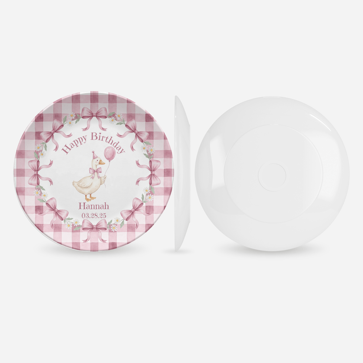Personalized Pink Goose Birthday Plate by Lil Plate Shop