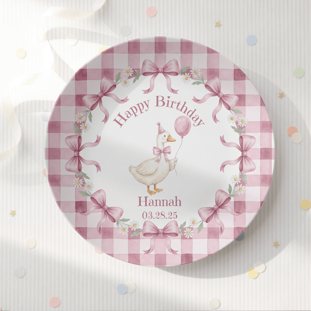 Personalized Pink Goose Birthday Plate by Lil Plate Shop