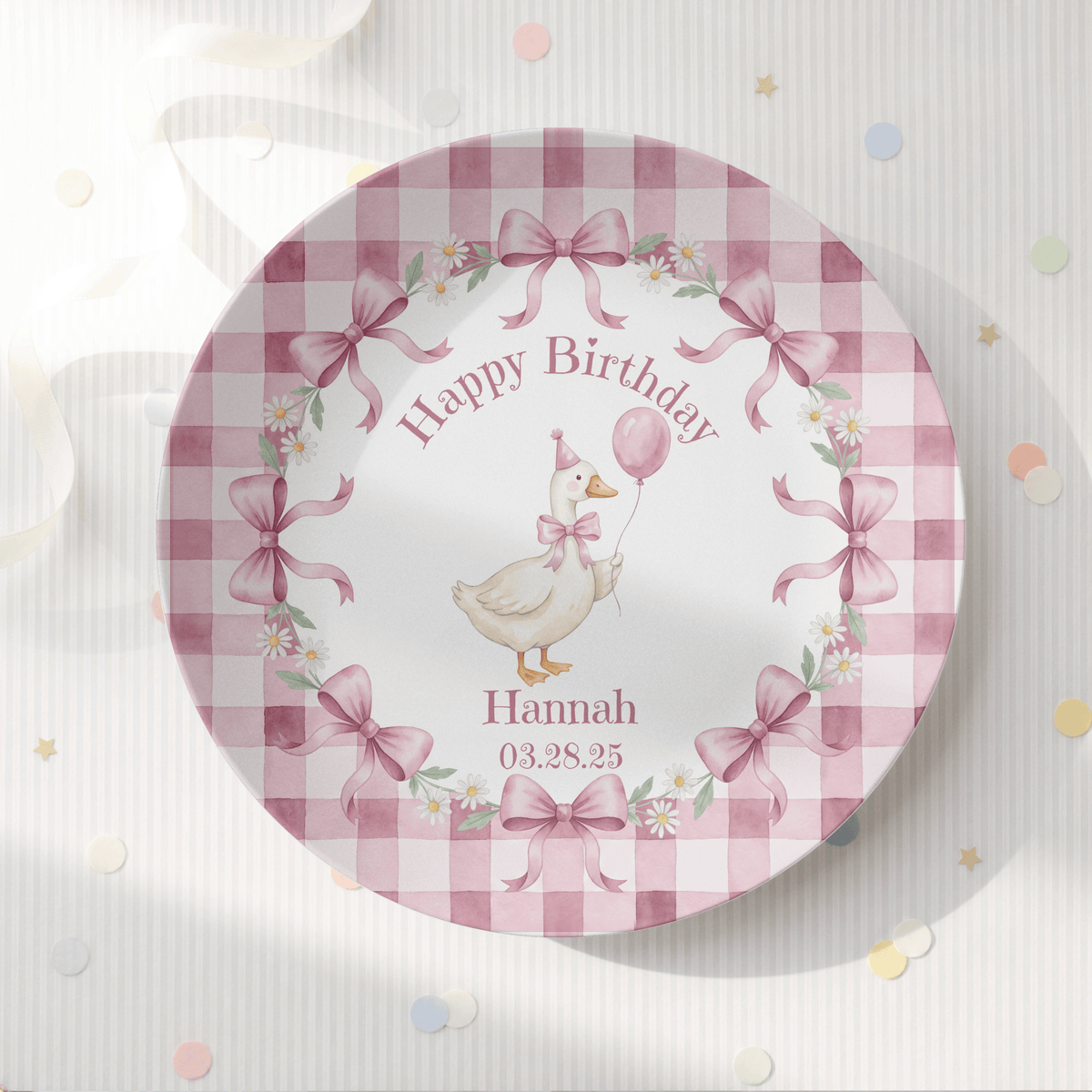 Personalized Pink Goose Birthday Plate by Lil Plate Shop