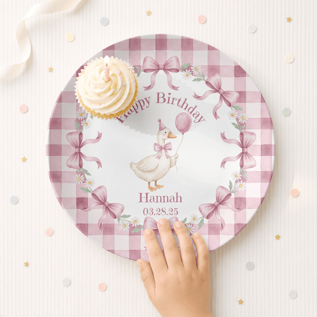 Personalized Pink Goose Birthday Plate by Lil Plate Shop