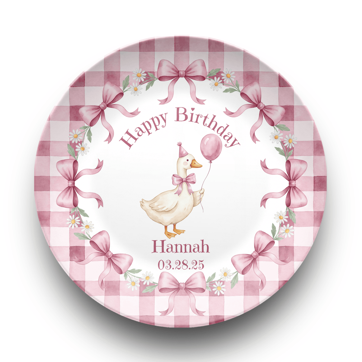 Personalized Pink Goose Birthday Plate Plate by Lil Plate Shop