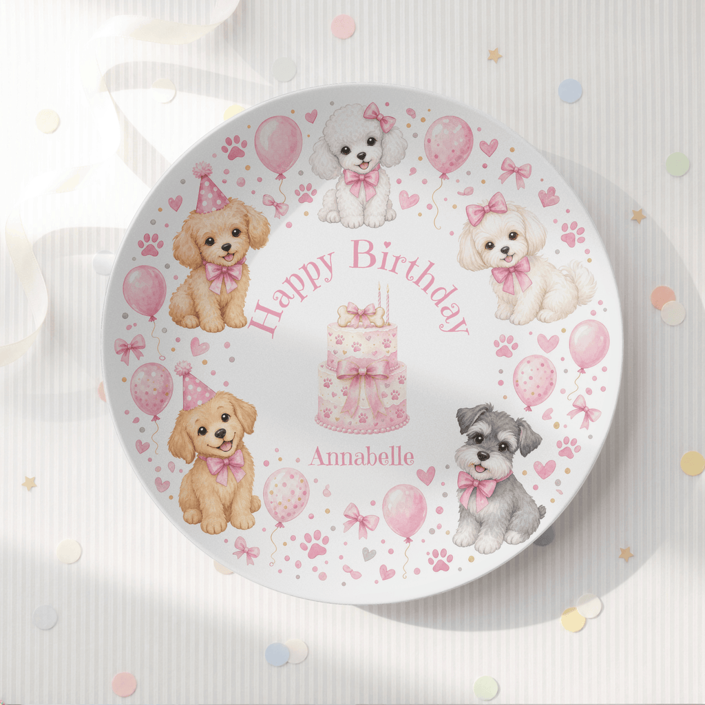 Personalized Pink Pawty Birthday Plate by Lil Plate Shop