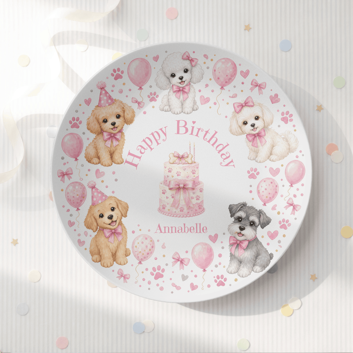 Personalized Pink Pawty Birthday Plate by Lil Plate Shop