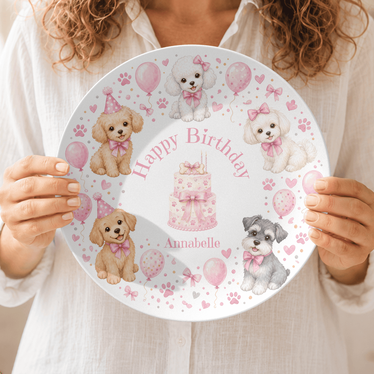 Personalized Pink Pawty Birthday Plate by Lil Plate Shop