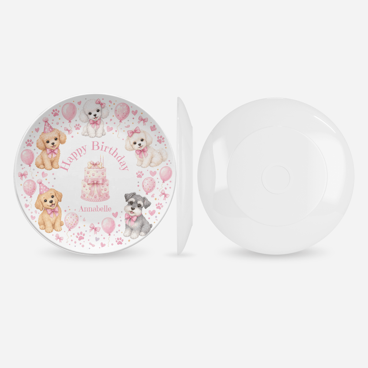 Personalized Pink Pawty Birthday Plate by Lil Plate Shop