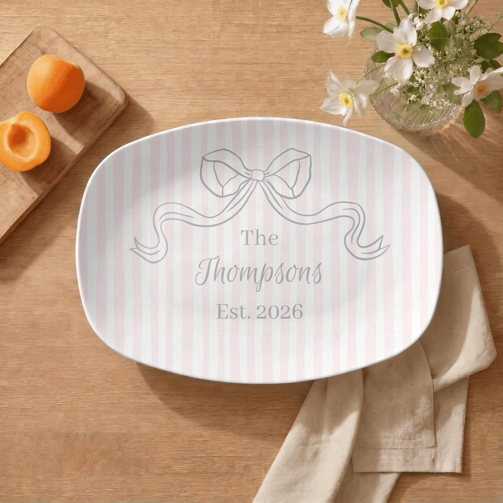 Personalized Pink Striped Platter by Lil Plate Shop