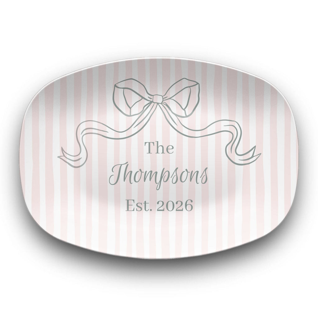 Personalized Pink Striped Platter by Lil Plate Shop
