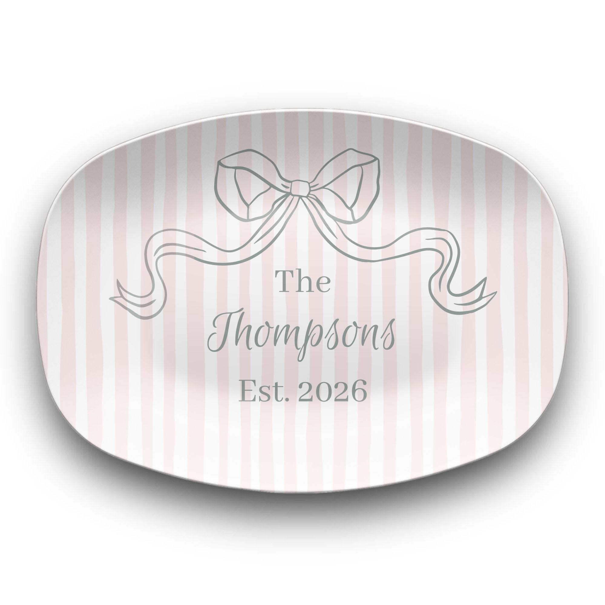 Personalized Pink Striped Platter by Lil Plate Shop