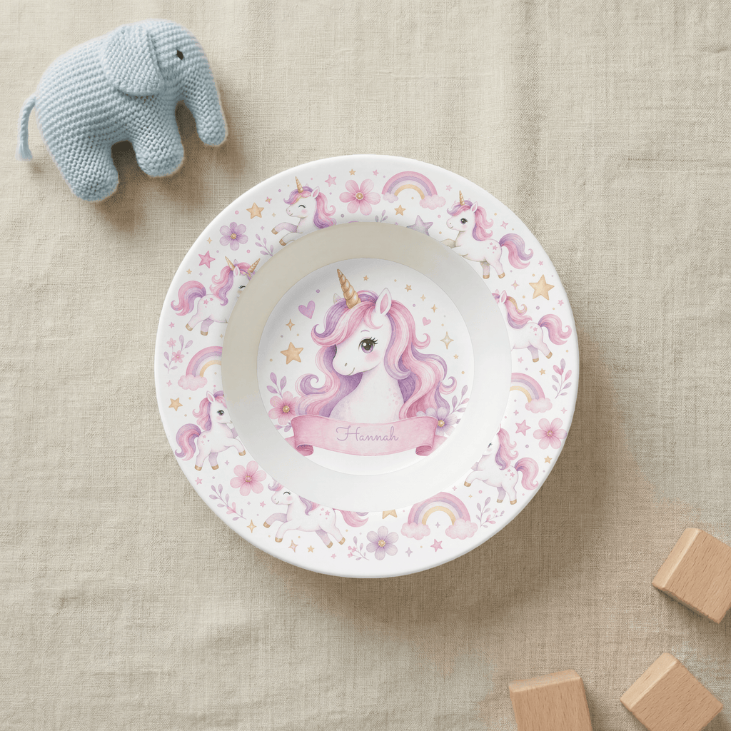 Personalized Pink Unicorn Bowl by Lil Plate Shop