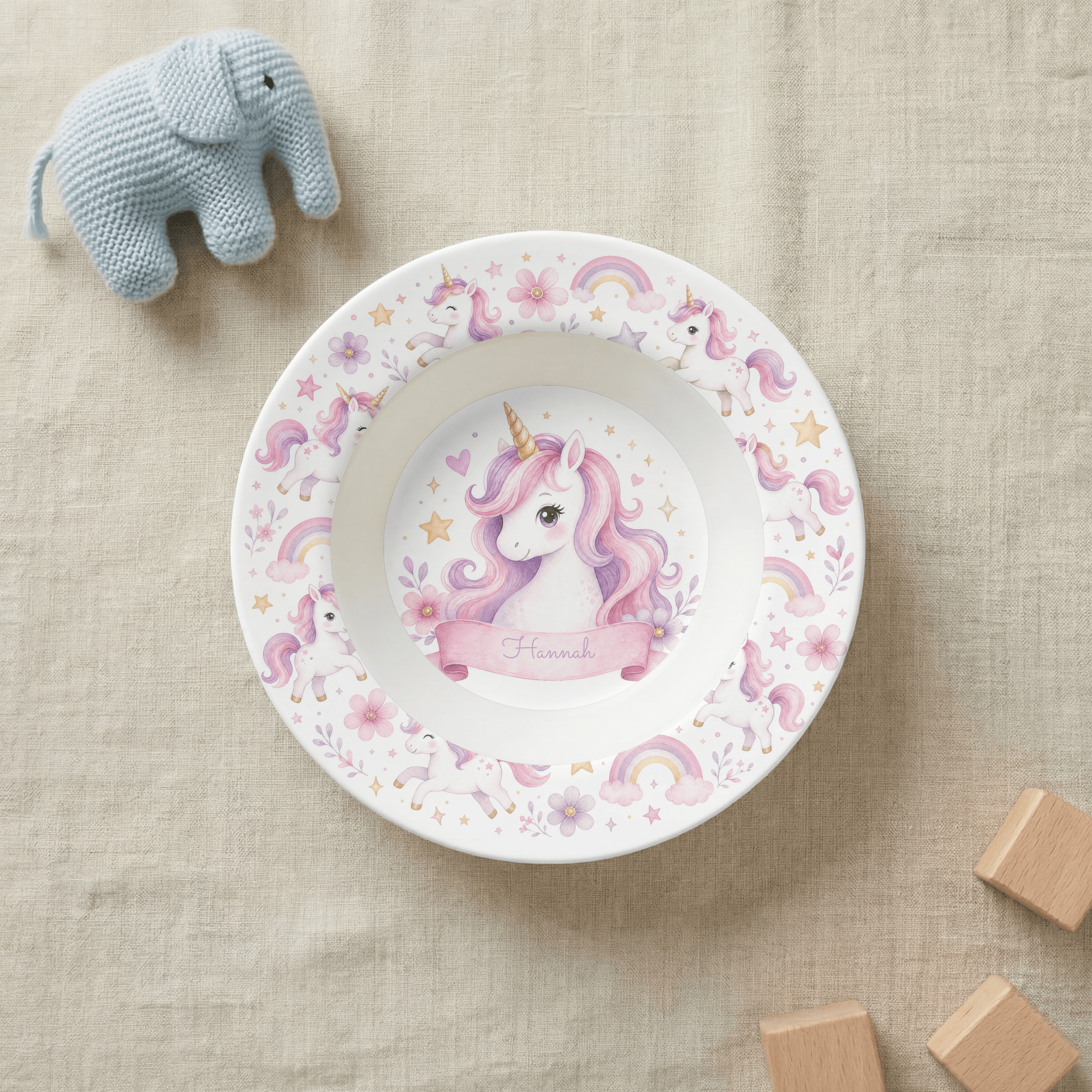 Personalized Pink Unicorn Bowl by Lil Plate Shop