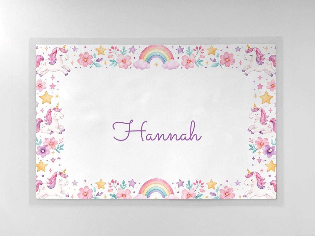Personalized Pink Unicorn Laminated Placemat by Lil Plate Shop