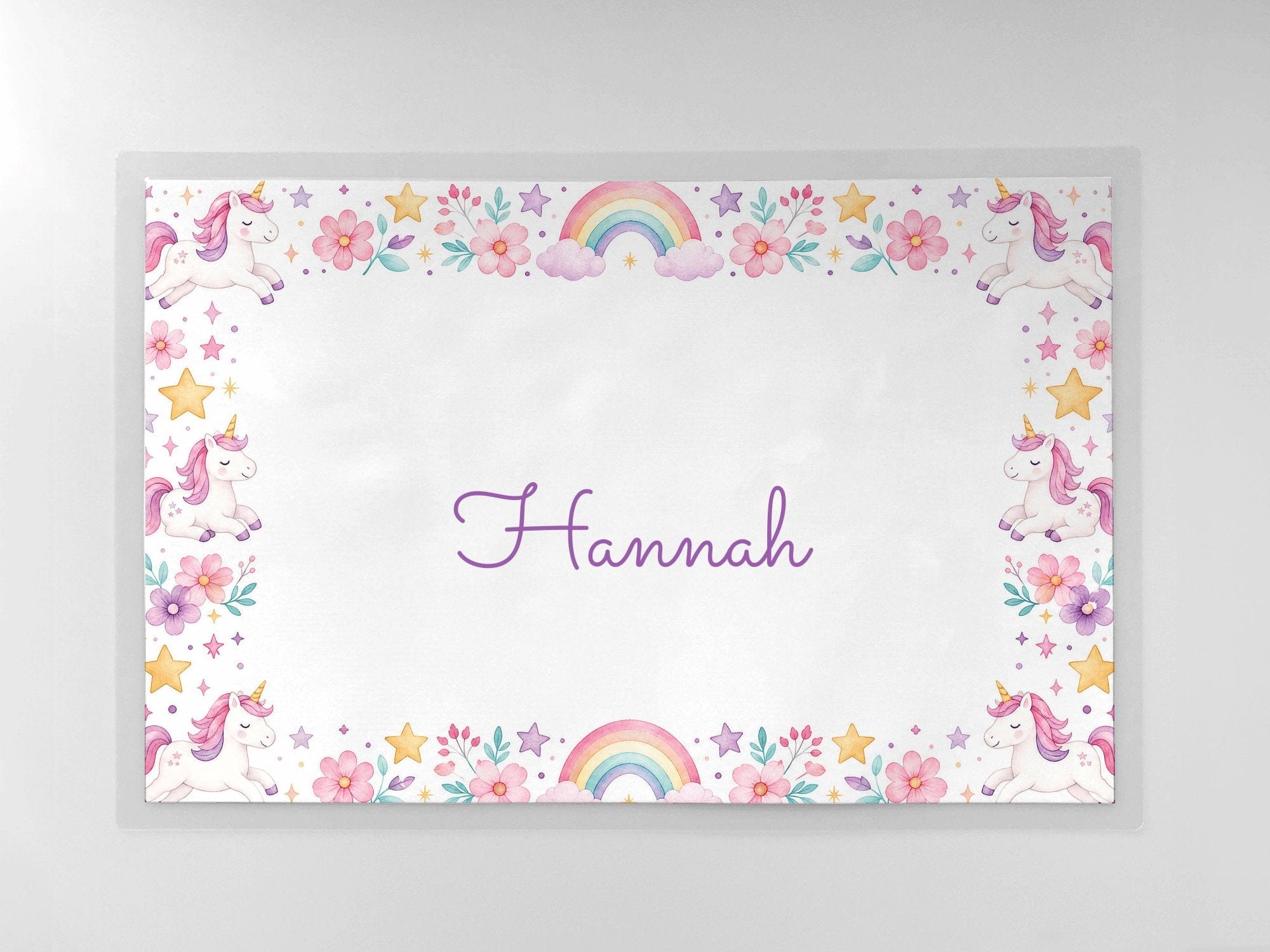 Personalized Pink Unicorn Laminated Placemat by Lil Plate Shop