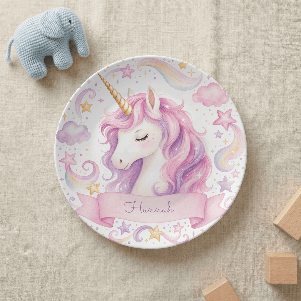 Personalized Pink Unicorn Plate by Lil Plate Shop