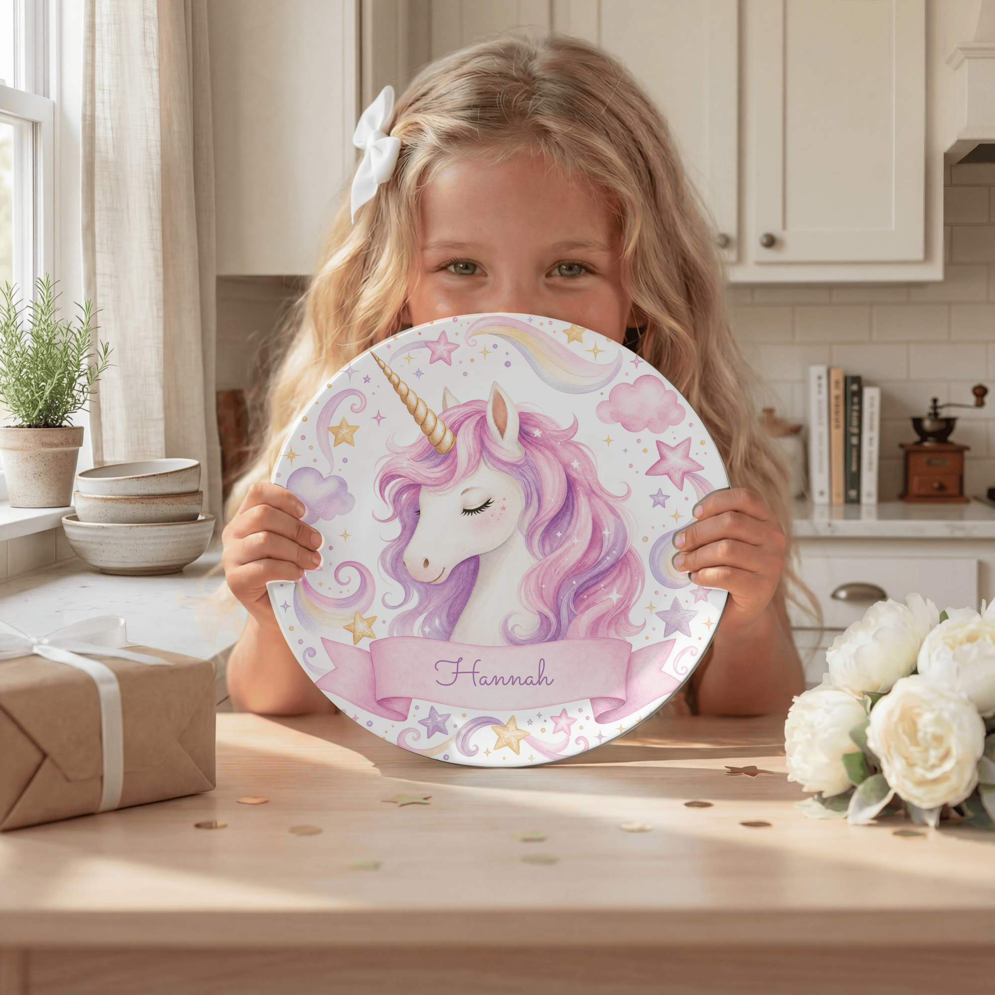 Personalized Pink Unicorn Plate by Lil Plate Shop