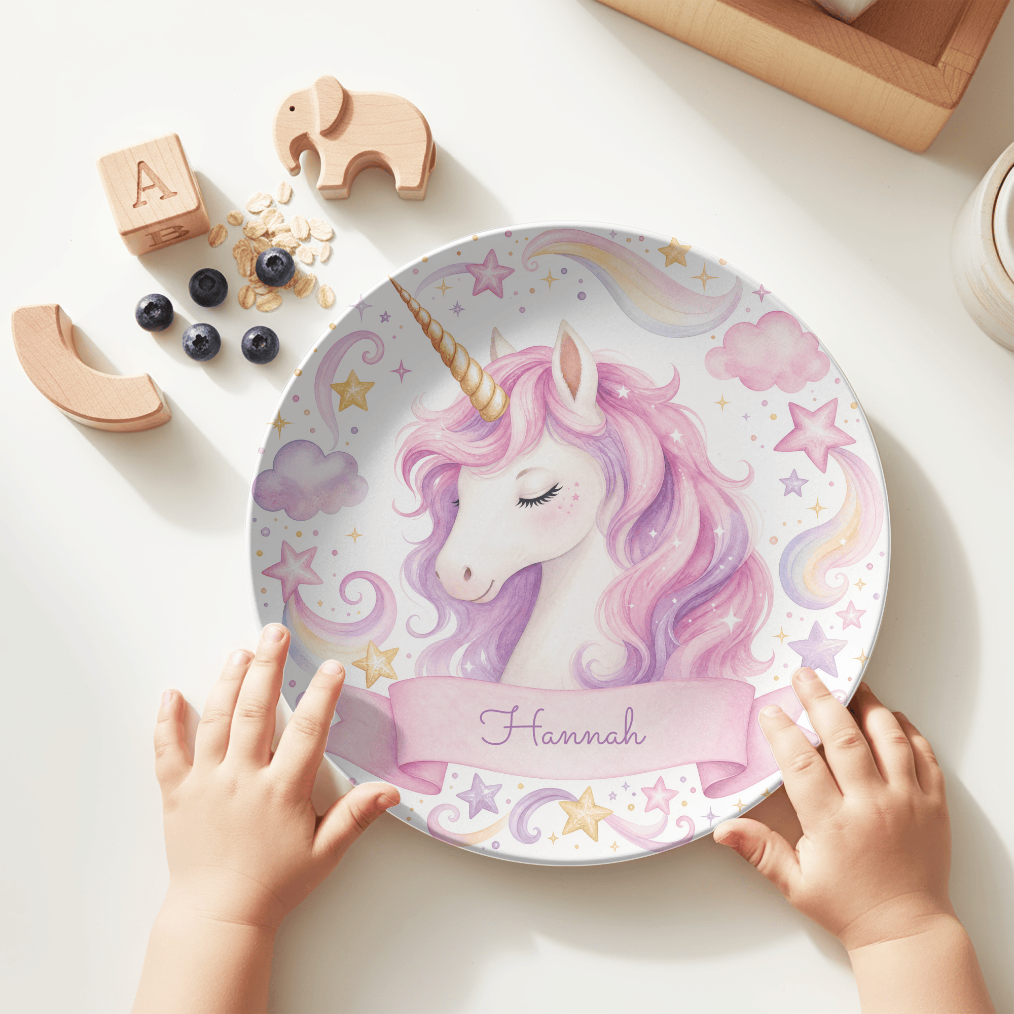 Personalized Pink Unicorn Plate by Lil Plate Shop