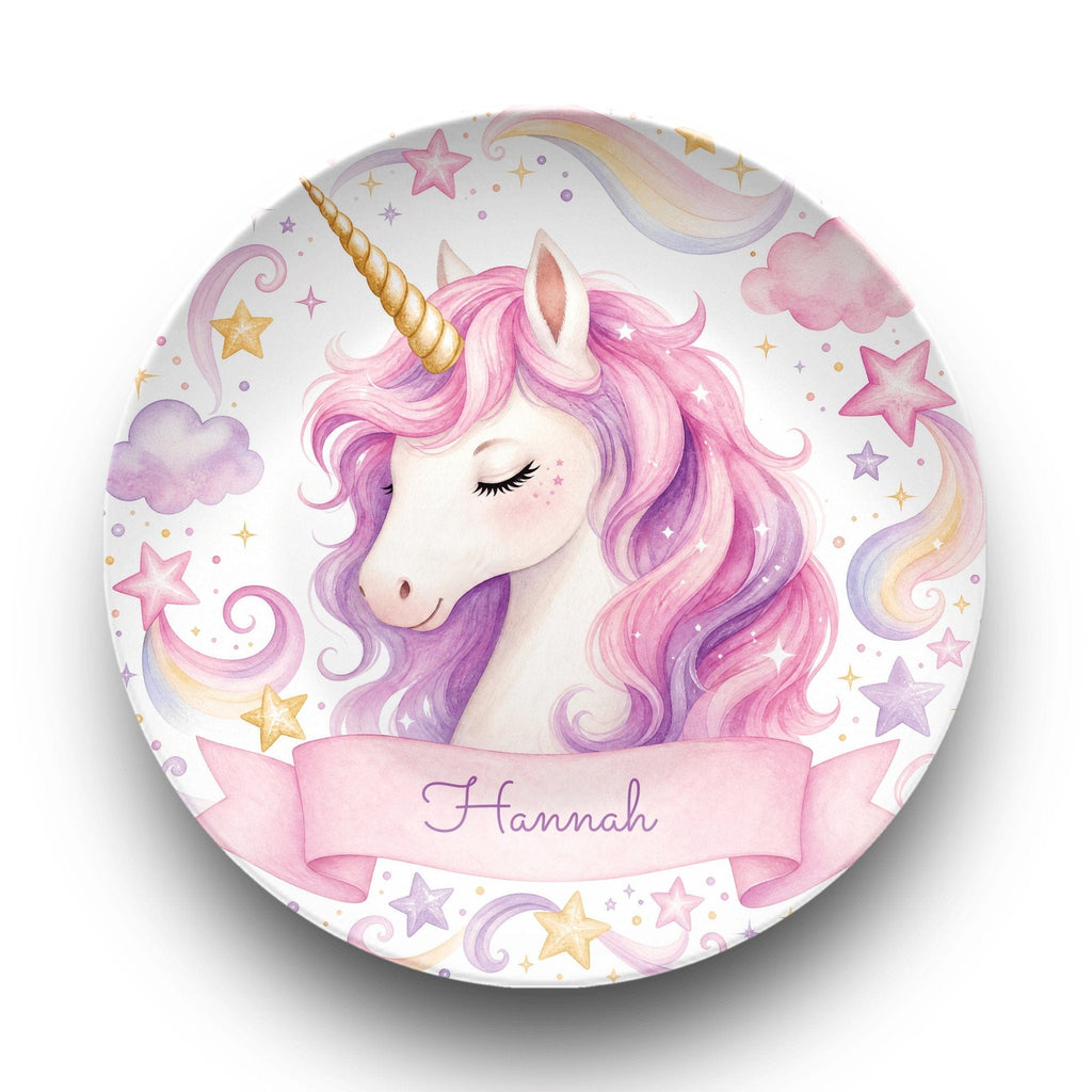 Personalized Pink Unicorn Plate by Lil Plate Shop