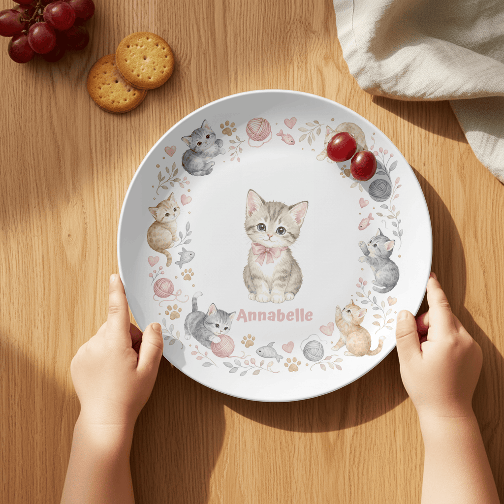 Personalized Playful Kitten Plate by Lil Plate Shop