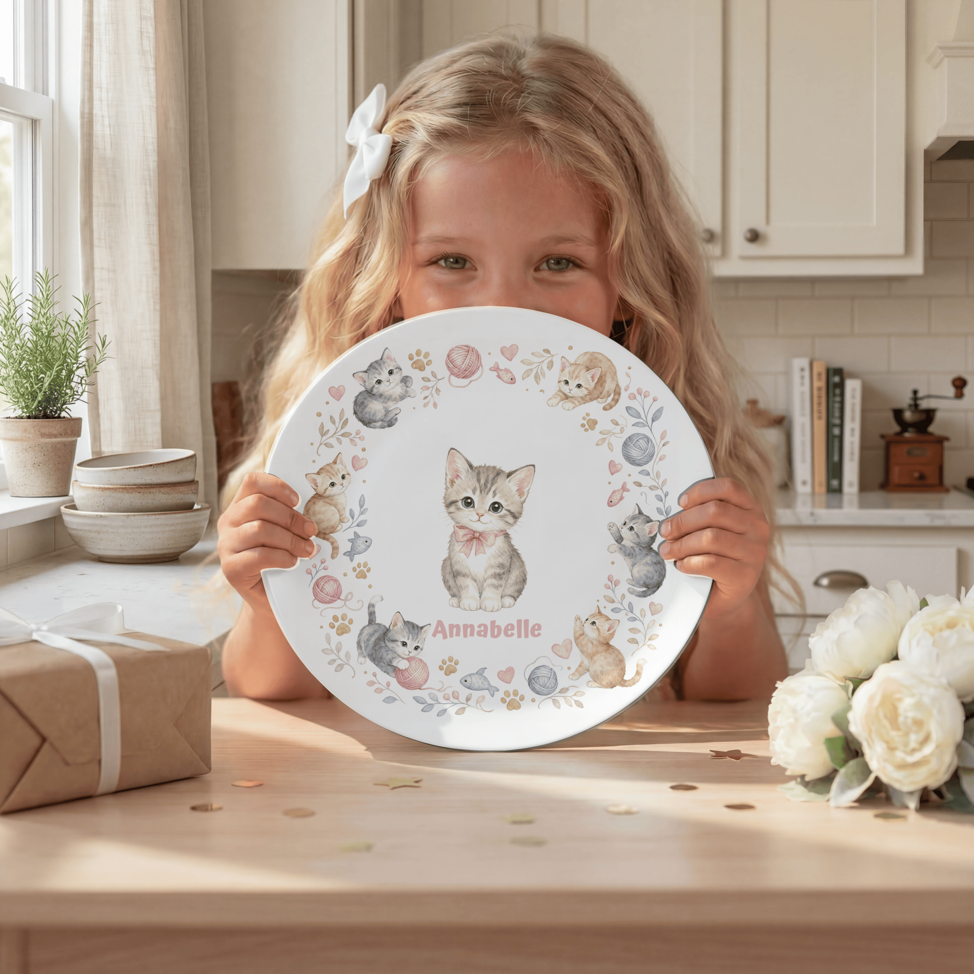 Personalized Playful Kitten Plate by Lil Plate Shop