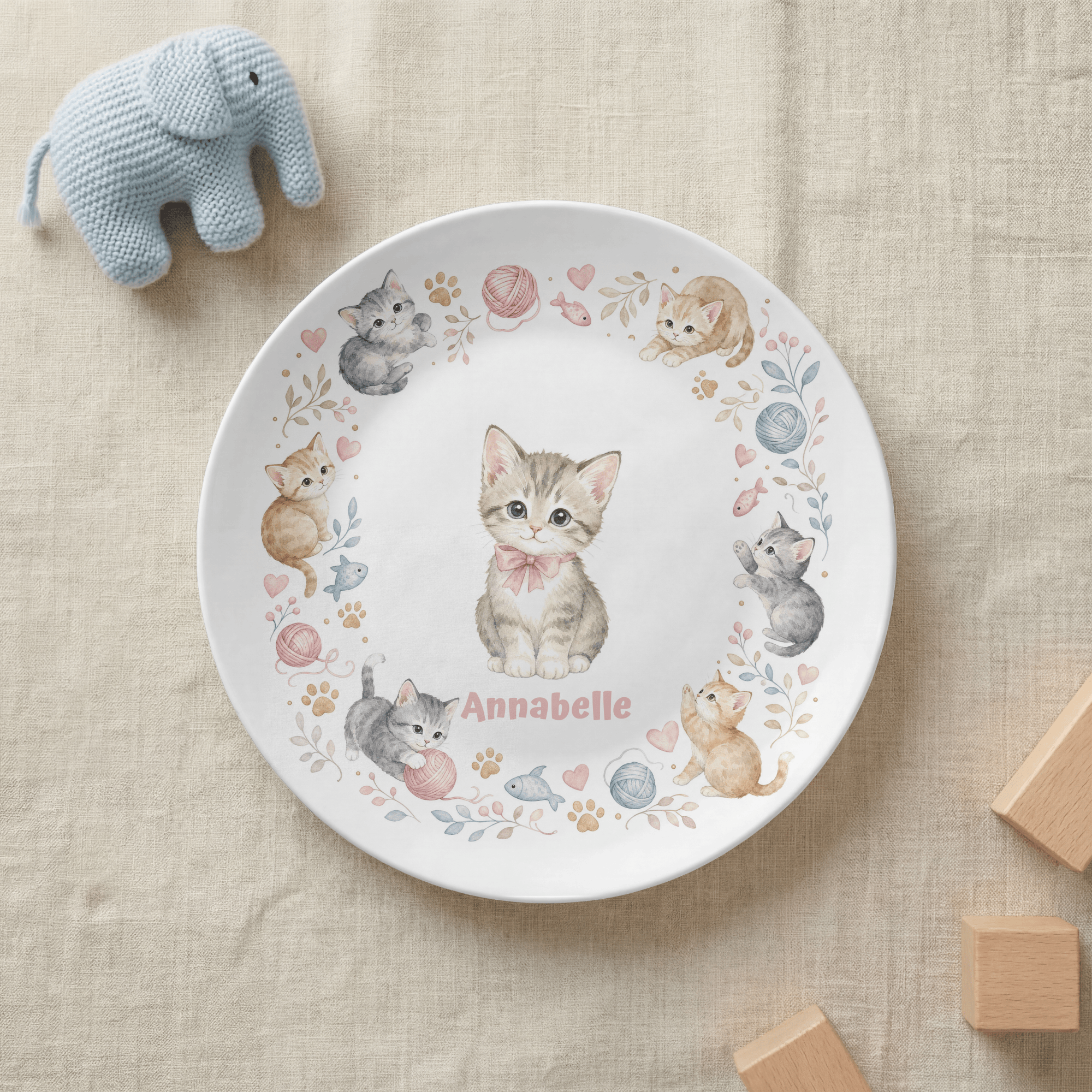 Personalized Playful Kitten Plate by Lil Plate Shop